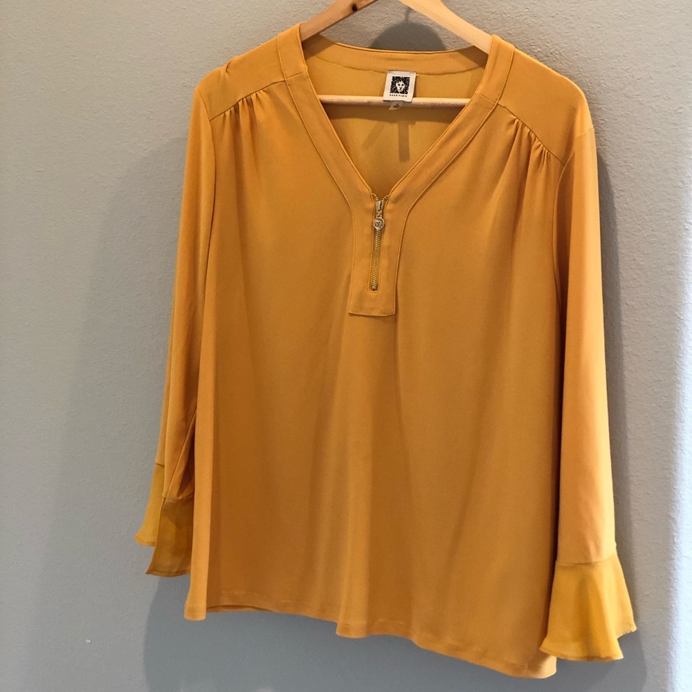 3/4 Anne Klein Mustard Blouse
